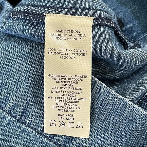 Anthropologie Porridge Chambray Polka Dot Wide Leg Jumpsuit Denim Light XS - Picture 13 of 13